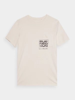 Zdjęcie produktu T-shirt regular z bawełny organicznej z nadrukiem męski - beżowy 4F