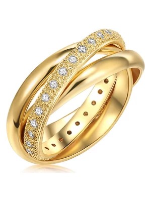 Zdjęcie produktu Tassioni Pozłacany pierścionek z cyrkoniami rozmiar: 56