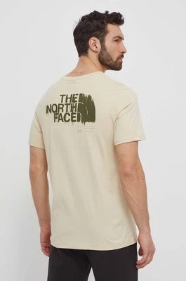 Zdjęcie produktu The North Face t-shirt bawełniany męski kolor beżowy z nadrukiem NF0A87EW3X41