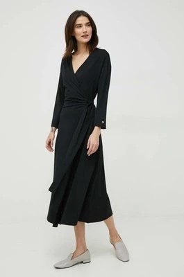 Zdjęcie produktu Tommy Hilfiger sukienka kolor czarny midi prosta
