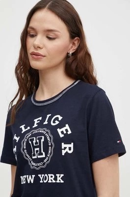 Zdjęcie produktu Tommy Hilfiger t-shirt bawełniany damski kolor granatowy WW0WW41575