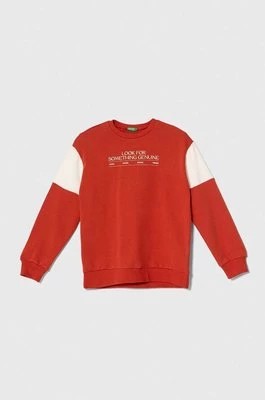 Zdjęcie produktu United Colors of Benetton bluza bawełniana dziecięca kolor czerwony wzorzysta