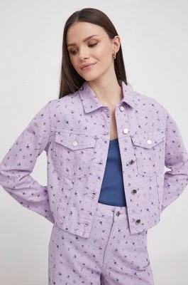 Zdjęcie produktu United Colors of Benetton kurtka jeansowa damska kolor fioletowy przejściowa