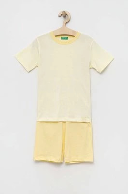 Zdjęcie produktu United Colors of Benetton piżama bawełniana dziecięca kolor żółty gładka