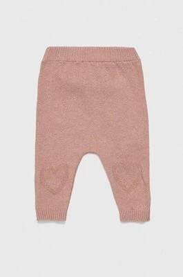 Zdjęcie produktu United Colors of Benetton spodnie niemowlęce kolor różowy gładkie