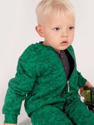 Zdjęcie produktu Zielona bluza dresowa niemowlęca rozpinana w dinozaury Nicol