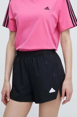 Zdjęcie produktu adidas szorty damskie kolor czarny gładkie high waist IS4315