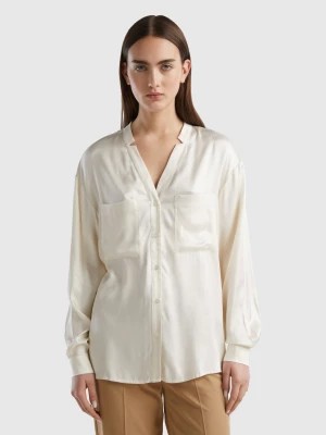 Zdjęcie produktu Benetton, Pure Viscose Shirt With Pockets, size XL, Creamy White, Women United Colors of Benetton