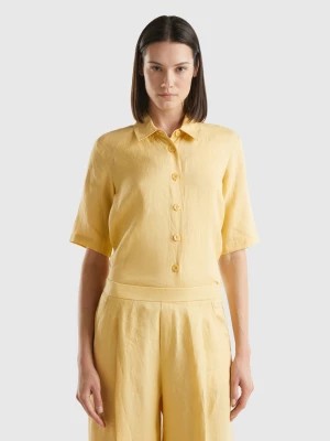Zdjęcie produktu Benetton, Short Shirt In Pure Linen, size M, Yellow, Women United Colors of Benetton