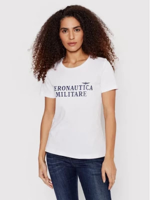 Zdjęcie produktu Biały t-shirt z napisem Aeronautica Militare