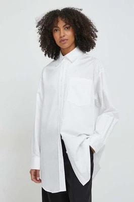 Zdjęcie produktu Calvin Klein koszula bawełniana damska kolor biały relaxed z kołnierzykiem klasycznym