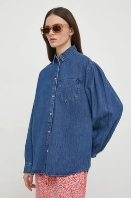 Zdjęcie produktu Pepe Jeans koszula jeansowa damska kolor niebieski regular z kołnierzykiem klasycznym