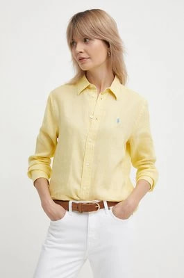 Zdjęcie produktu Polo Ralph Lauren koszula lniana kolor żółty regular z kołnierzykiem klasycznym