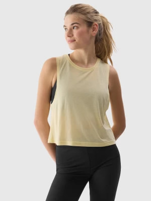 Zdjęcie produktu Top oversize do jogi z dodatkiem modalu damski - żółty 4F
