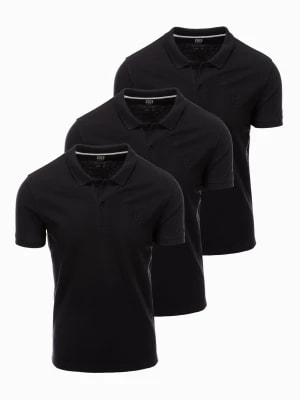 Zdjęcie produktu Zestaw koszulek męskich polo z dzianiny pique 3-pak - czarny V10 Z28
 -                                    L
