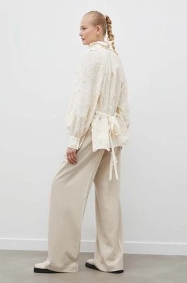 Zdjęcie produktu 2NDDAY spodnie damskie kolor beżowy proste high waist