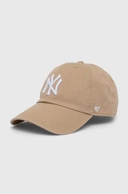 Zdjęcie produktu 47 brand czapka z daszkiem bawełniana dziecięca MLB New York Yankees CLEAN UP kolor beżowy z aplikacją BNLRGW17GWS