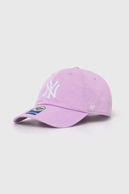 Zdjęcie produktu 47 brand czapka z daszkiem bawełniana dziecięca MLB New York Yankees CLEAN UP kolor fioletowy z aplikacją BNLRGW17GWS