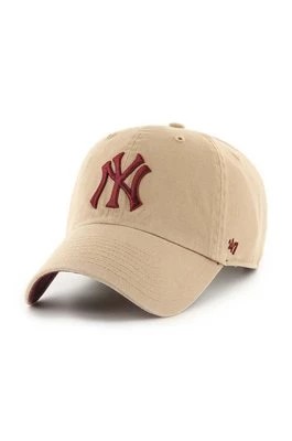 Zdjęcie produktu 47 brand czapka z daszkiem bawełniana MLB New York Yankees kolor beżowy z aplikacją