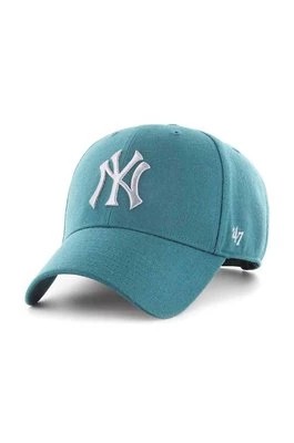 Zdjęcie produktu 47 brand czapka z daszkiem bawełniana MLB New York Yankees kolor zielony z aplikacją