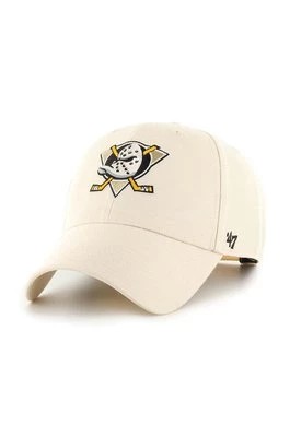 Zdjęcie produktu 47 brand czapka z daszkiem z domieszką wełny NHL Anaheim Ducks kolor beżowy z aplikacją