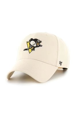 Zdjęcie produktu 47 brand czapka z daszkiem z domieszką wełny NHL Pittsburgh Penguins kolor beżowy z aplikacją