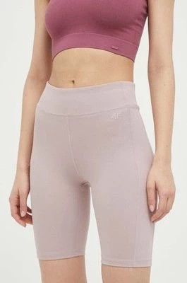 Zdjęcie produktu 4F szorty damskie kolor różowy gładkie high waist