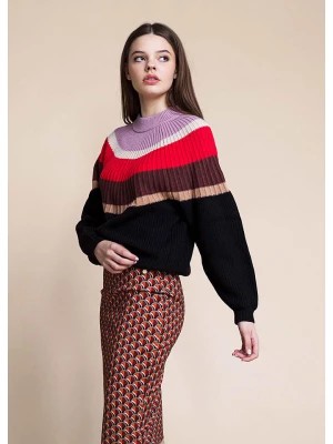 Zdjęcie produktu 4funkyflavours Sweter "Haunt U" w kolorze czarno-czerwono-fioletowym rozmiar: L