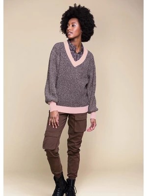 Zdjęcie produktu 4funkyflavours Sweter "Like Sugar" w kolorze szaro-jasnoróżowym rozmiar: L