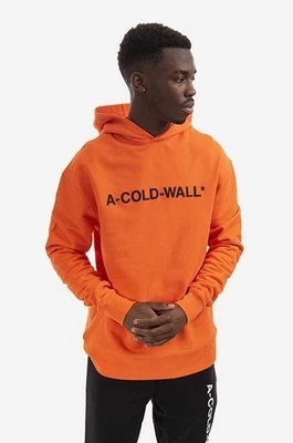 Zdjęcie produktu A-COLD-WALL* bluza bawełniana Essential Logo Hoodie męska kolor pomarańczowy z kapturem z nadrukiem ACWMW083.-LIGHTORANG