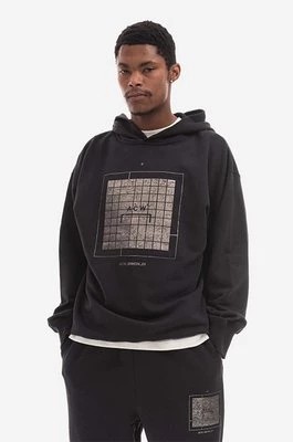 Zdjęcie produktu A-COLD-WALL* bluza bawełniana Foil Grid Hoodie męska kolor czarny z kapturem z nadrukiem ACWMW074.-BLACK