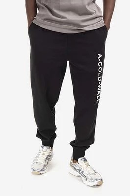 Zdjęcie produktu A-COLD-WALL* spodnie dresowe bawełniane Essential Logo Sweatpants kolor czarny z nadrukiem ACWMB148.-BLACK