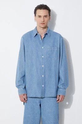 Zdjęcie produktu A.P.C. koszula jeansowa chemise math męska kolor niebieski relaxed z kołnierzykiem klasycznym COGXX-H12584