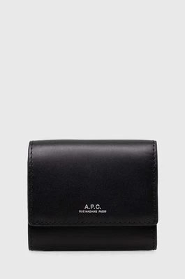 Zdjęcie produktu A.P.C. portfel skórzany Compact Lois Small kolor czarny PXBMW.H63453.LZZ