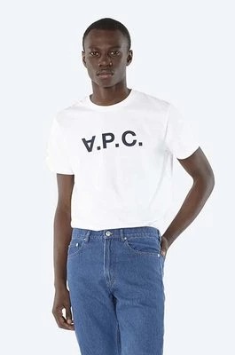 Zdjęcie produktu A.P.C. t-shirt bawełniany Vpc Blanc kolor biały z nadrukiem COBQX.H26586-DARKNAVY