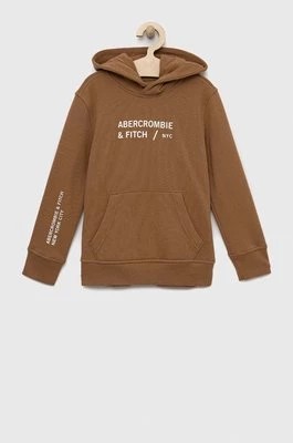 Zdjęcie produktu Abercrombie & Fitch bluza dziecięca kolor brązowy z kapturem z nadrukiem