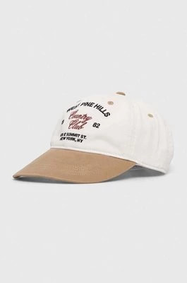Zdjęcie produktu Abercrombie & Fitch czapka z daszkiem bawełniana kolor beżowy z nadrukiem