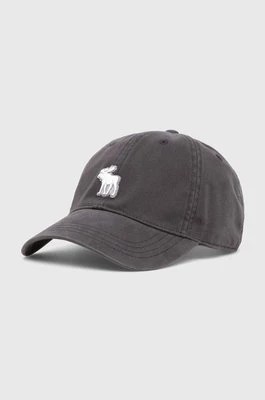 Zdjęcie produktu Abercrombie & Fitch czapka z daszkiem bawełniana kolor szary z aplikacją