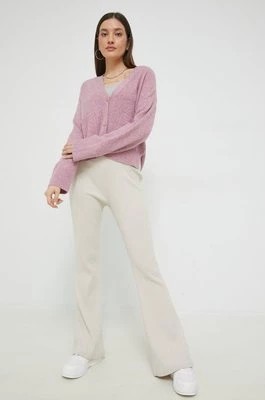 Zdjęcie produktu Abercrombie & Fitch kardigan z domieszką wełny damski kolor fioletowy