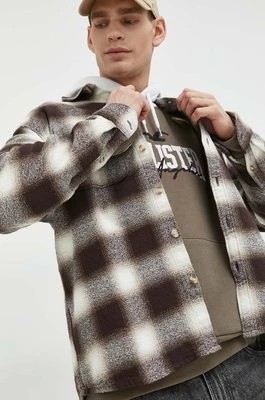 Zdjęcie produktu Abercrombie & Fitch koszula bawełniana męska kolor brązowy regular z kołnierzykiem klasycznym