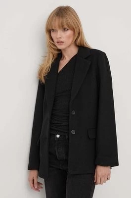 Zdjęcie produktu Abercrombie & Fitch kurtka z domieszką wełny kolor czarny przejściowa