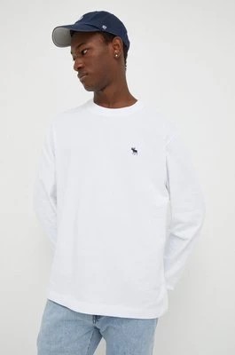 Zdjęcie produktu Abercrombie & Fitch longsleeve bawełniany kolor biały z nadrukiem