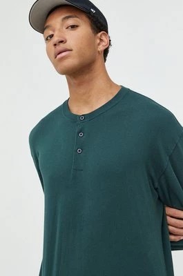 Zdjęcie produktu Abercrombie & Fitch longsleeve bawełniany kolor zielony gładki