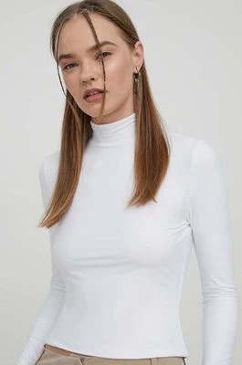 Zdjęcie produktu Abercrombie & Fitch longsleeve damski kolor biały z półgolfem