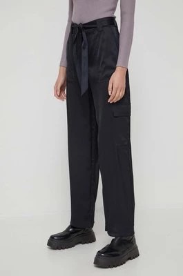 Zdjęcie produktu Abercrombie & Fitch spodnie damskie kolor czarny szerokie high waist