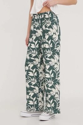 Zdjęcie produktu Abercrombie & Fitch spodnie lniane kolor zielony szerokie high waist