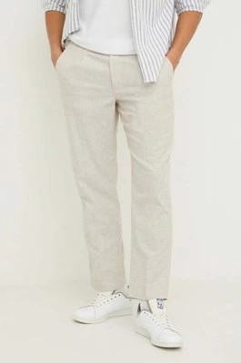 Zdjęcie produktu Abercrombie & Fitch spodnie z domieszką lnu kolor beżowy proste