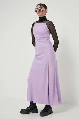 Zdjęcie produktu Abercrombie & Fitch sukienka kolor fioletowy maxi dopasowana