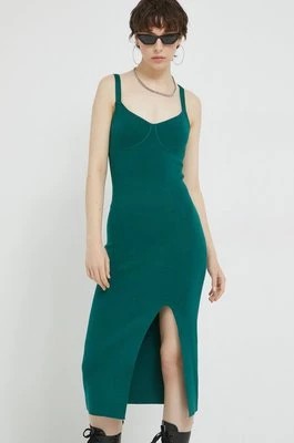 Zdjęcie produktu Abercrombie & Fitch sukienka kolor zielony midi dopasowana