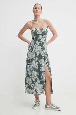 Zdjęcie produktu Abercrombie & Fitch sukienka kolor zielony midi rozkloszowana